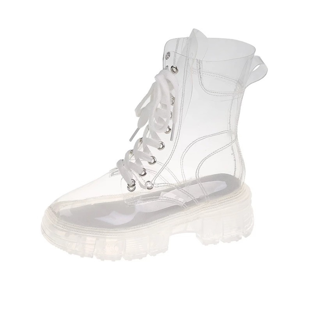 CLEAR COMBAT BOOTS TO SHOW OFF DESIGNER SOCKS